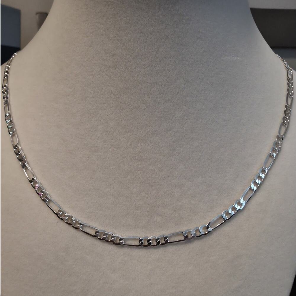 22" 3.9mm 7.0g Figaro Chain Necklace 925 Sterling Silver Lobster Clasp